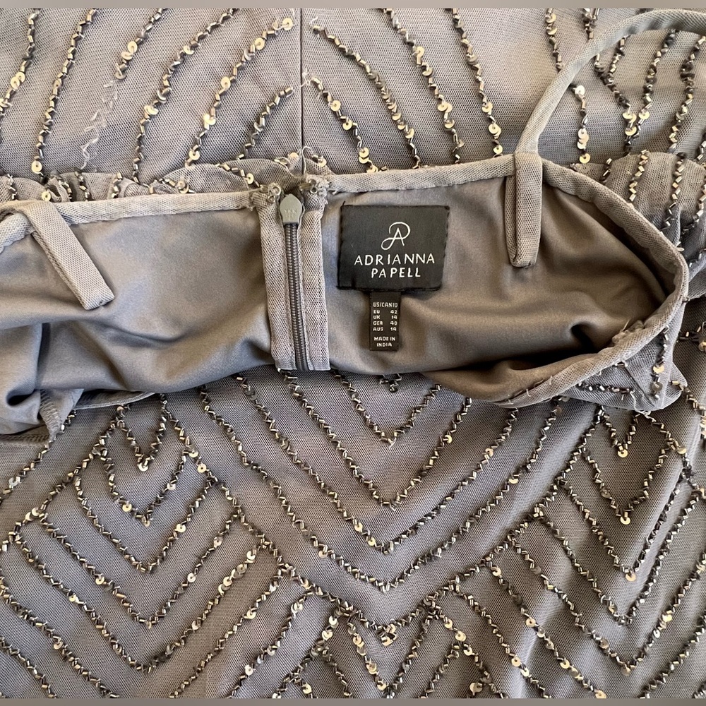 Adrianna Papell Art Deco Style Dress - Women’s Size 10 - Dusty grey/purple - Picture 7 of 16